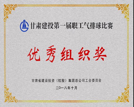 甘肃建投第一届职工气排球比赛“优秀组织奖”
